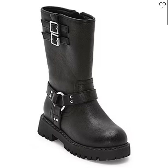 Thereabouts  Big Girls Dakota Flat Heel Motorcycle Boots - Picture 2 of 5